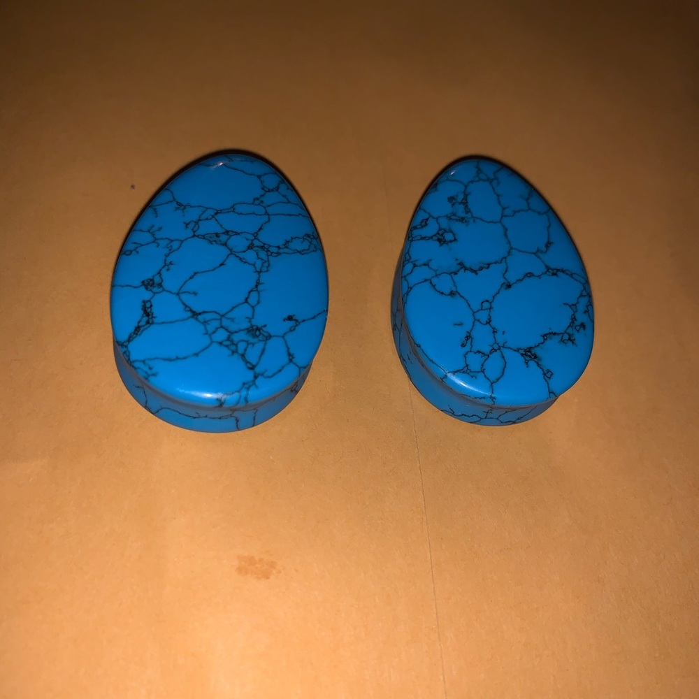 1 1/4” Faux Turquoise teardrop plugs